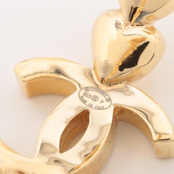 #103 - Chanel Crystal Heart CC Hoop Earrings Gold - Picture 14 of 16